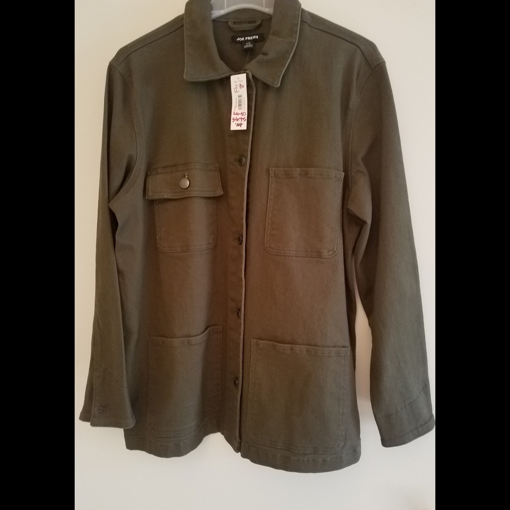 NWT Military style button up denim jacket